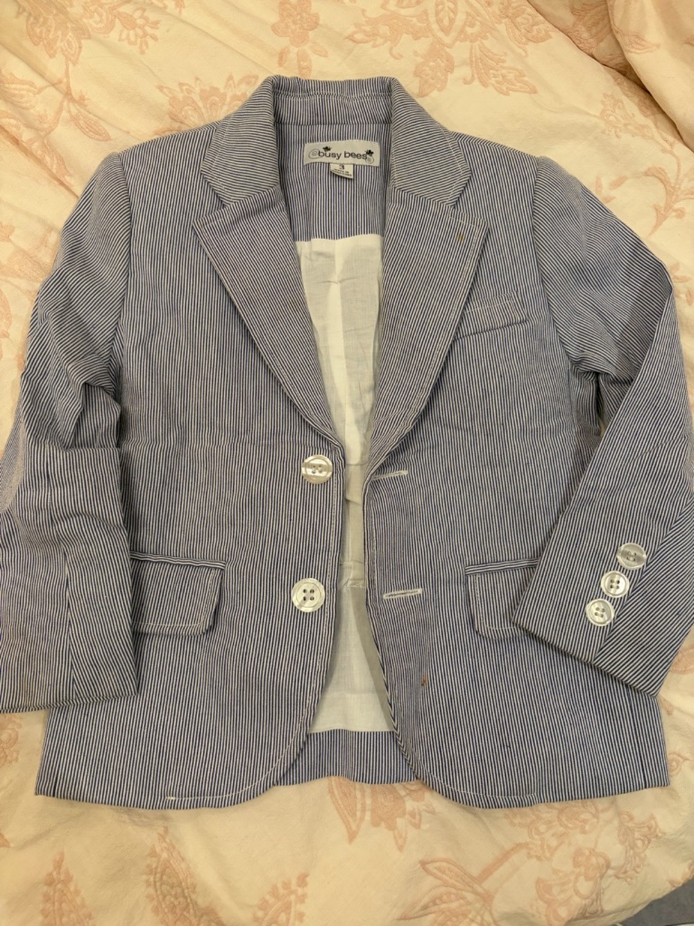 Children's Seersucker Stripe Blazer - Blue by Busy Bees